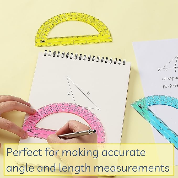 Mr. Pen- Protractor Set, 4", 3 Pack, Clear Plastic Protractors for Measuring Angles, 180° Small Protractor for Students, School, Math, Geometry, Drafting & Technical Drawing