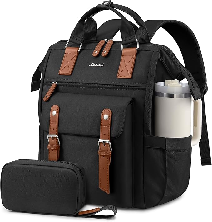 LOVEVOOK Laptop Backpack for Women with Giant Tumbler Holder Pocket,15.6 inch Waterproof Travel Backpack Purse Computer Laptop Bag