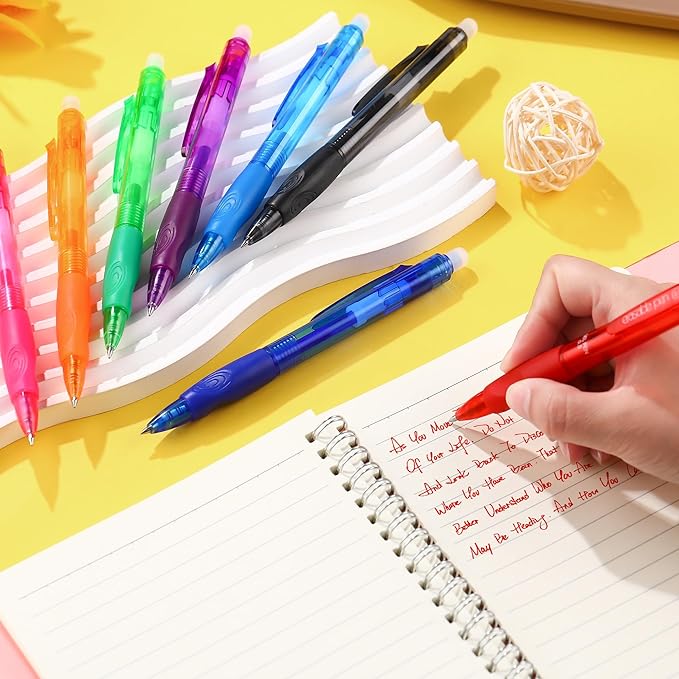 USUAL 0.5mm 8 Color Erasable Gel Pens, Make Mistakes Disappear, Fine Point Retractable Erasable Gel Pens for Writing, Drawing, Office, Planner, School Supplies