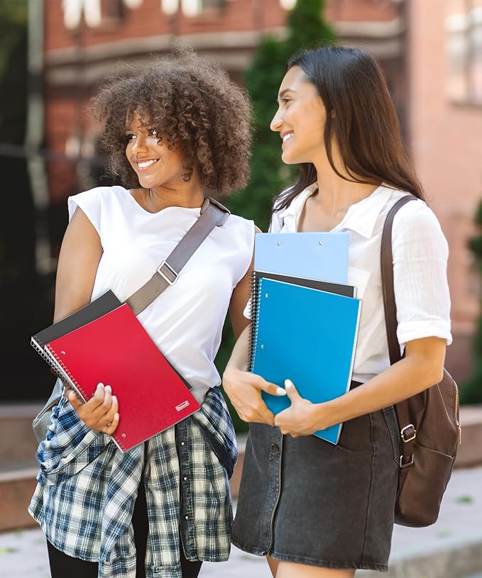 Dunwell 1-Pack College Ruled Spiral Notebooks 8.5x11, Red/Blue/Black