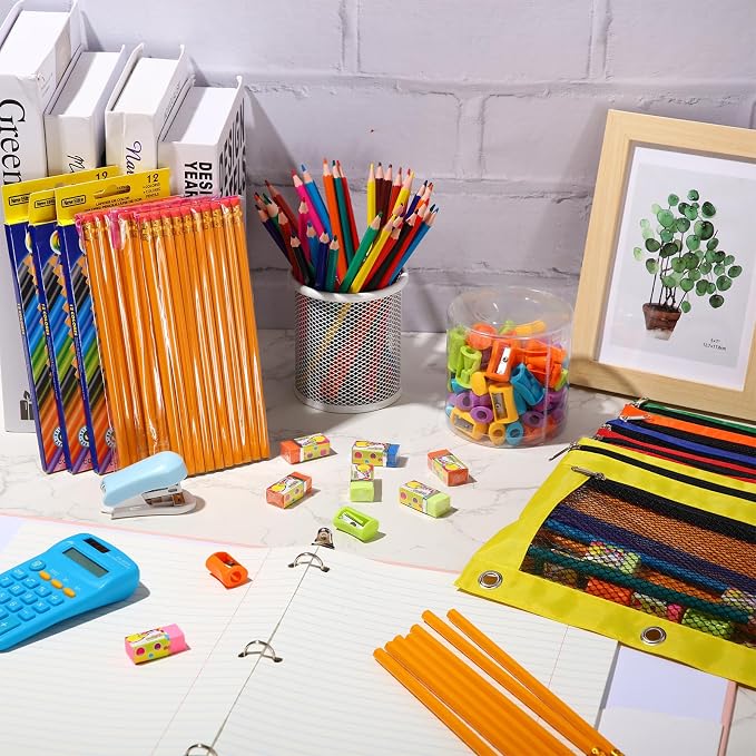 20 Sets Back to School Supplies Kit for Kids Include Colored Pencils, HB Pencils, Pencil Pouch, Erasers, Pencil Sharpener for Classroom School Office Desk Teacher Supplies