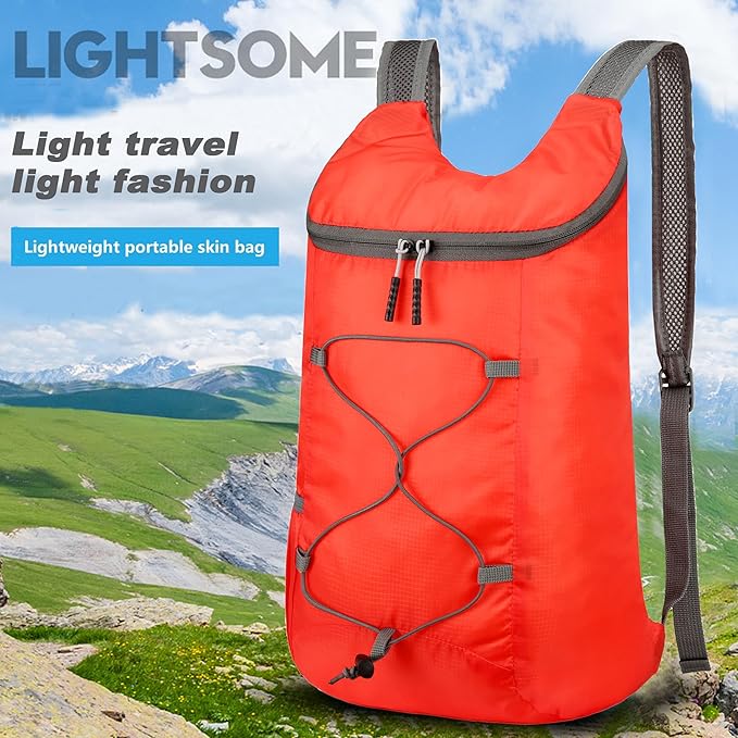 levayhill 16L Lightweight Foldable Hiking-Backpack Small Packable-Daypack For Travel,Ultralight Water-Resistant Gym Bag Men Women Easy Carry-on (Red)