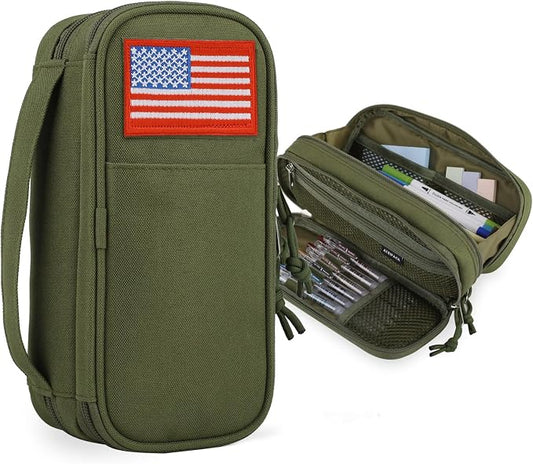 Tactical Pencil Case for Boy,Wide open Pen Pouch Bag with Handle for School | Marker Organizer Case Pen Box, Tool Bag Desk Organizer for School College Office Organizers for Kids Men Women Adult Teens