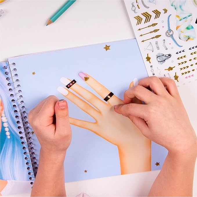 BSCOOL Create Hairstyles & Nail Designs Book Set for Girls Ages 5 and Up – Hair Design & Nail Art Sticker Books with Guides – Creative Birthday Gift for Kids