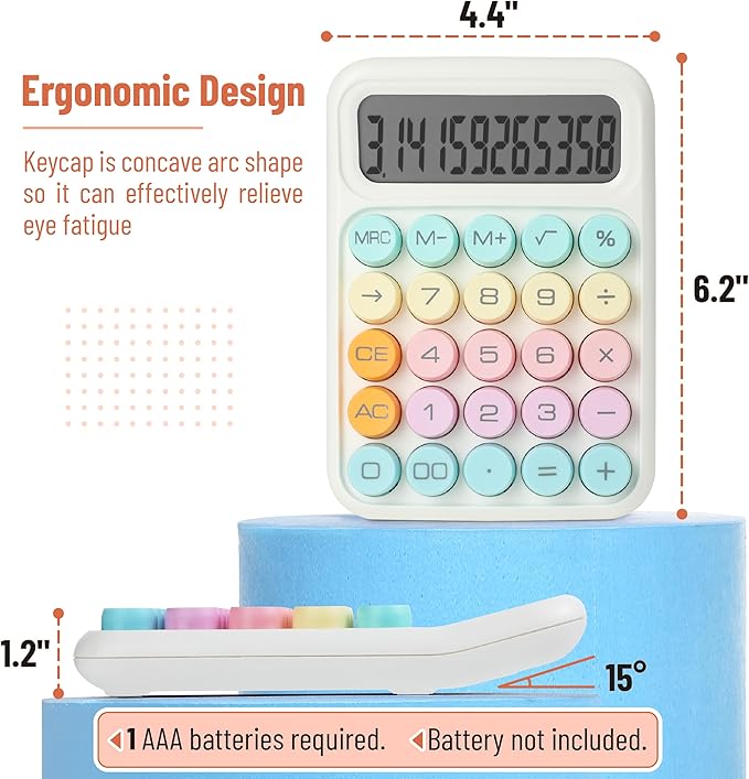 Mr. Pen- Mechanical Switch Calculator, 12 Digit Large LCD Display, Colorful with Big Buttons, Mechanical Switch Calculator for Home, School, Office