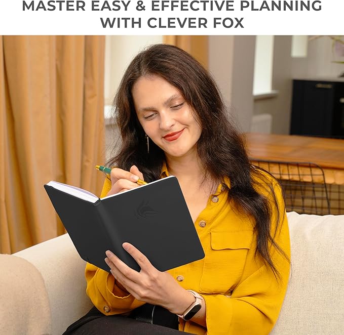 Clever Fox Dated Hourly Weekly Planner 2026 – Daily, Monthly & Yearly Agenda Organizer with Time Slots – Hardcover Journal, A5 Size (Black)
