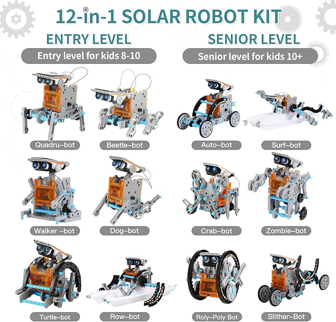 Lucky Doug Solar Power Robot Building Kits Toys for Boys Girls Ages 8-13, STEM Kit Gifts for Kids 8 9 10 11 12 13 Years, DIY Educational Science Building Robotic Set Gifts for Teenagers