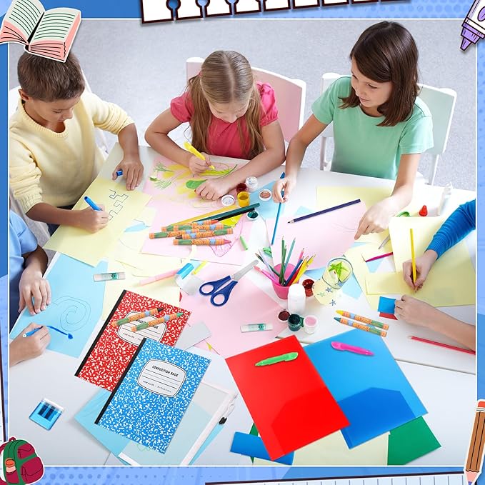 Gilprop 72 Pcs School Supplies Gift Box Set, Back to School Supplies Primary Middle College Bundle Essential Stuff Bulk Pen Notebook Colorful Stationery for Teacher Student Classroom