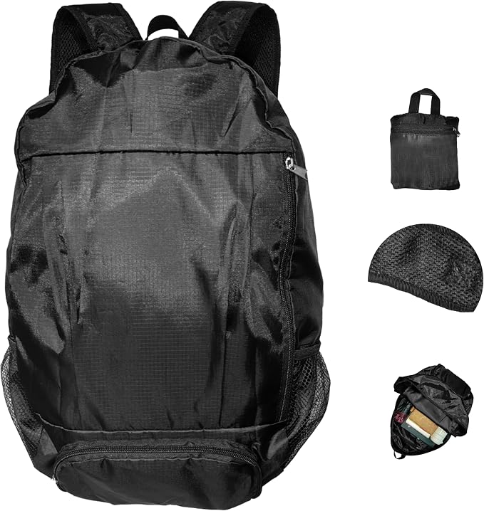 Ultra Lightweight Hiking Backpack 30L, Travel Packable Daypack Foldable Small Backpacks for Women Men(Black)