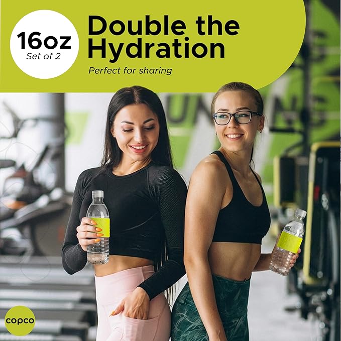 Copco Hydra 16.9 oz Water Bottle, Set of 2 – Leak Proof, BPA Free Tritan, Dishwasher Safe, Twist-Open Body, Non-Slip Silicone Grip, Perfect for Gym & Office & Outdoor Use (Lime Green)