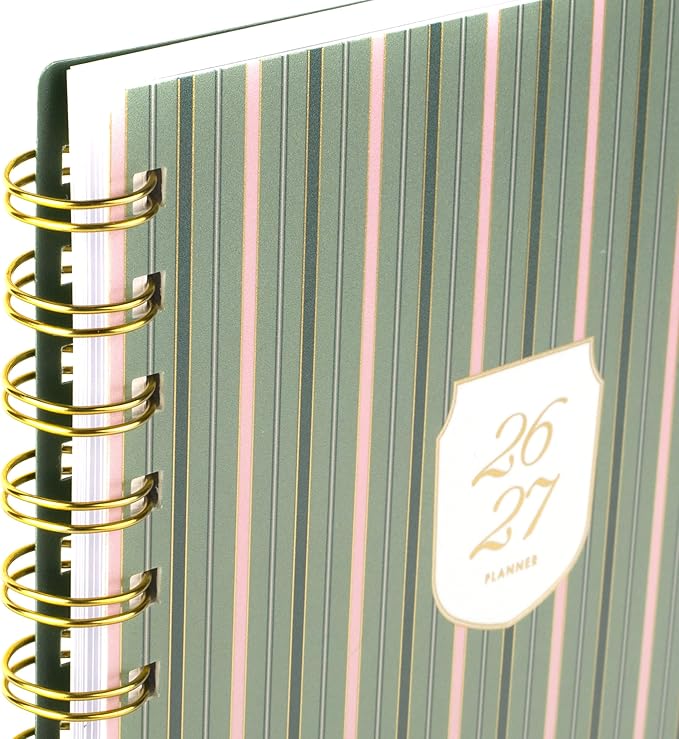 Cambridge Planner 2026-2027 Weekly & Monthly Academic 12-Month July-June, 5-1/2" x 8-1/2", Cherrywood Lane, Piper Stripe (CL19-200A)