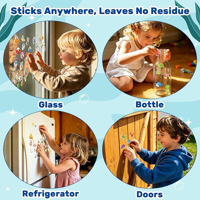 Elfew 6Pack Reusable Sticker Books for Toddlers 2-4, 3D Puffy Sticker Books for Kids Ages 1-3 3-5 with 6 Themes, Waterproof Mess-Free Sticker Activity Book, Travel Toys Birthday Gifts for Boys Girls