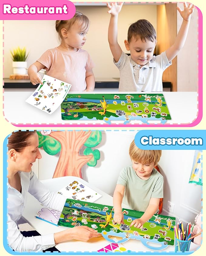 Walenced Reusable Sticker Book for Toddlers, Travel Stickers for Kids, Toddler Craft Activities Toys, Birthday Gifts for Boys & Girls