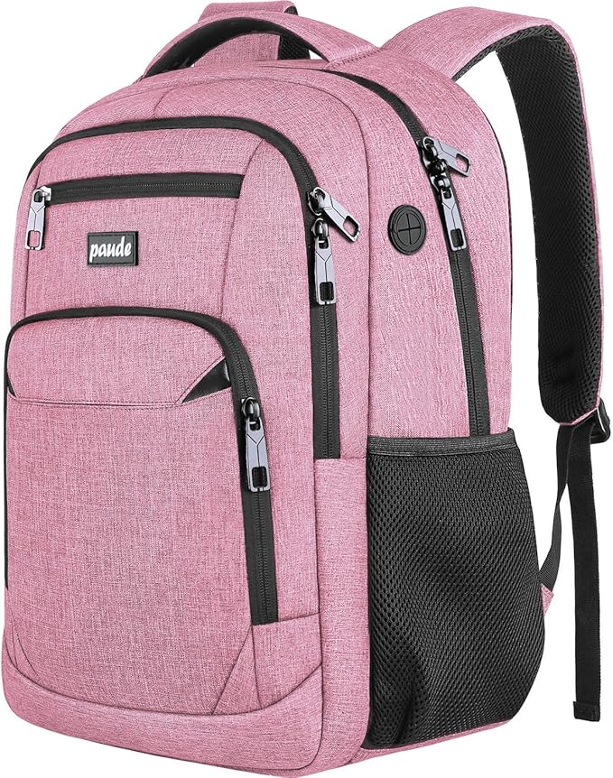 Paude Backpack for Women and Teen Girls, School/College Laptop Bookbag for City Trip, Pink