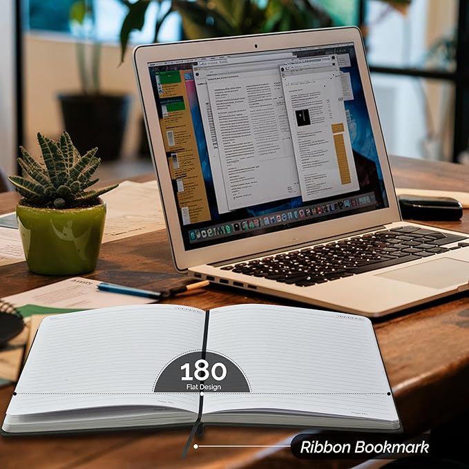 Nextnoid Lined Notebook Journal for Men - 120 GSM Thick Paper - 160 Pages - A5 Hardcover Notebook for Work - Ideal for Writing, Journaling, and Note-Taking (Black)