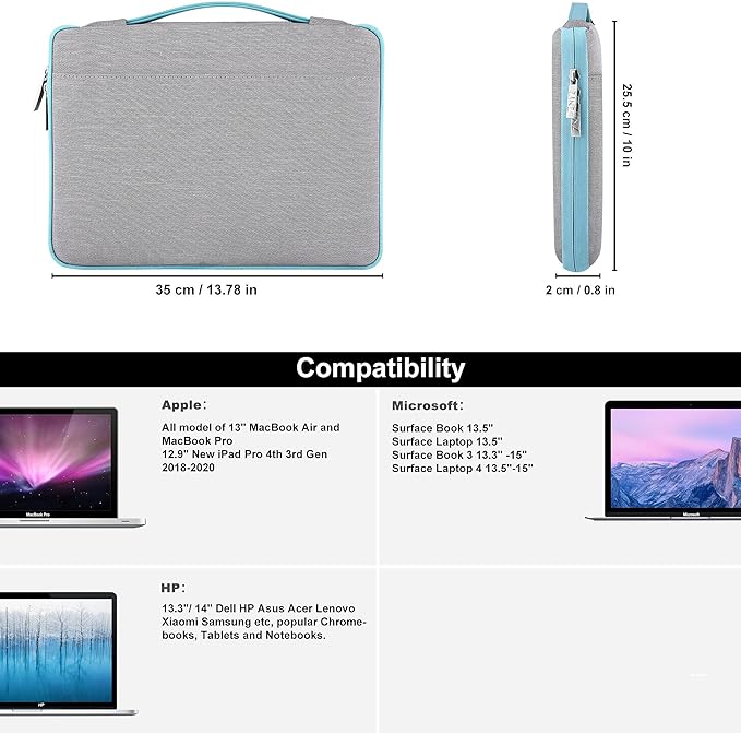 Hseok Laptop Sleeve 13-14 Inch Case Briefcase Compatible with MacBook Neo Pro 14 M5/M4/M3/M2/M1, All Models 13.3 Mac Air/Pro, XPS 13 14, Most Popular 13"-14" Notebooks,L01G04