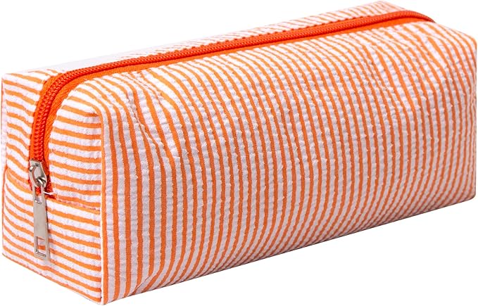 Cute Pencil Case Capacity Pencil Pouch Aesthetic Pen Bag Office Stationery Organizer Simple Sturdy Multifunctional Cosmetic Pouch (orange)