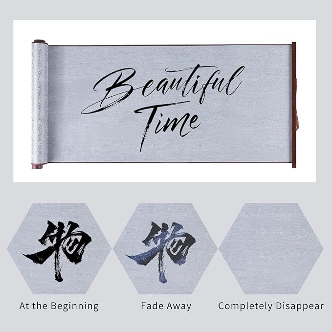 Magic Canvas Paint with Water,Reusable Calligraphy Cloth, Water Writing Cloth Scroll for Students Beginners Drawing Practice, No Ink or Paper Waste, Mess-Free Painting Activity (Grey)
