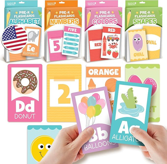 Hadley Designs Alphabet Flash Cards for Toddlers 1-3 - Preschool Learning Activities, Number Color Shapes & ABC Flash Cards for Toddlers 1-3, Daycare Essentials, Homeschool Supplies, Kids Easter Gifts