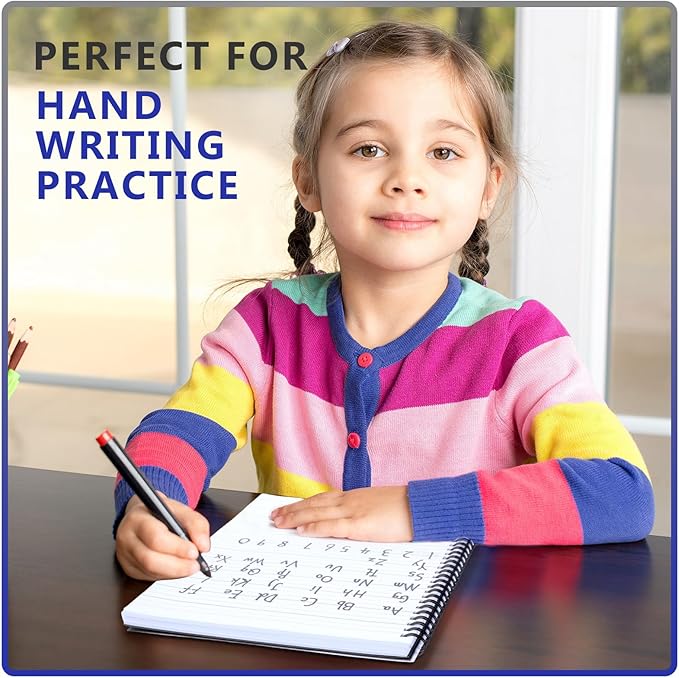 Gilprop 6 Pcs Primary Composition Notebook Spiral K-2 Writing Workbook Wide Ruled Paper Primary Journal 100 Sheets 9.8" x 7.5" Kindergarten Notebook Preschool Notebook Gift for kids