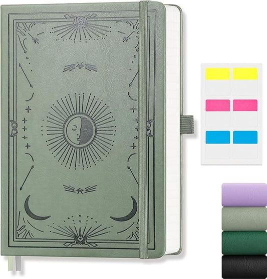 Lined Journal for Women Men, 192 Pages A5 Notebook Journal, Hardcover Notebook with 100Gsm Thick Pages, Leather Note Book for Writing, Travel, Business, Office, Prayer 5.7 x 8.3, Light Green