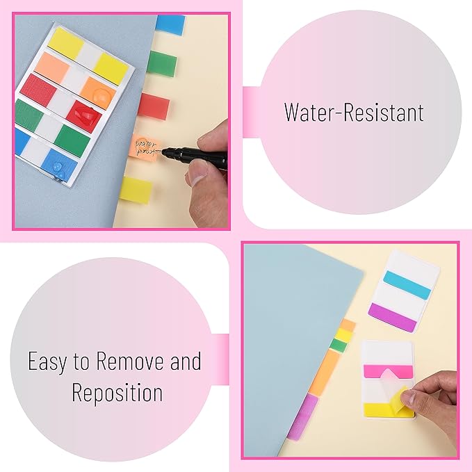 Mr. Pen- Sticky Index Tabs, 500 Pcs, 21 Sets, Vibrant, Writable Colored Pages Markers Labels for Reading Notes, Books, Binders, Notebook, Folders and Classify Files, Water-Resistant
