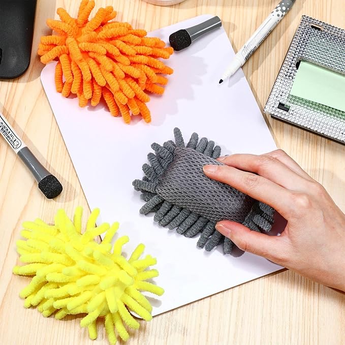 Epakh 8 Pcs Dry Erase Eraser Magnetic Microfiber Shag Whiteboard Eraser Washable Dry Erase Board Cleaner for Marker Chalk Office Home Supplies(Multicolor)