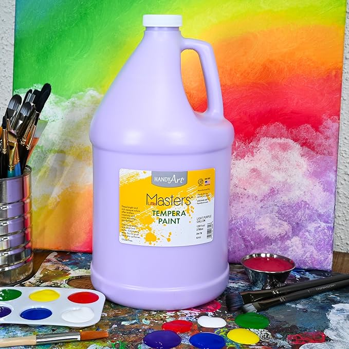 Handy Art Little Masters Tempera Paint, Light Purple, Gallon 128 oz Bottle, Bright & Mixable, High Opacity, Washable Colors for Classroom, Students, Kids, Young Artists, Safe & Non-Toxic, Made in USA