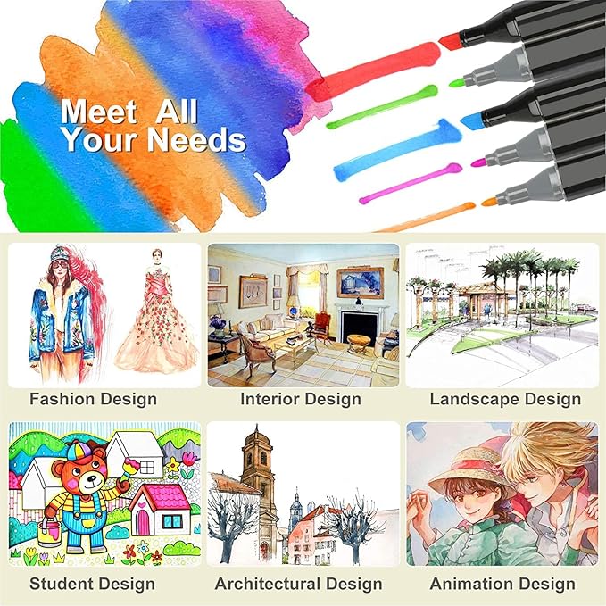 ZECHOMA 262 Colors Alcohol Markers Artist Drawing Art Dual Tip Markers Perfect for Kids Boys Girls Students Adult