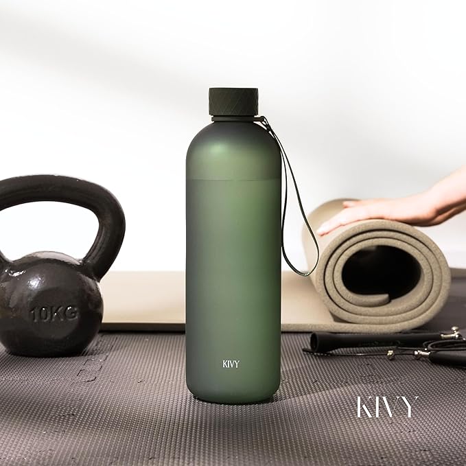 KIVY Large Water Bottle 50oz [Lightweight & Shatterproof] Fits Backpack & Cupholder for Travel, Sports, School - Extra large water bottle no straw - 1.5 Liter water bottles - 50oz Water bottle Yellow