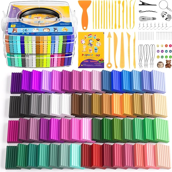 ARTpar Polymer Clay kit,62 Color Modeling Clay for Kids,Oven Bake Molding Clay,Non-Sticky DIY Starter Set with Sculpting Tools & Accessories,Art and Craft Gifts for Kids Adults