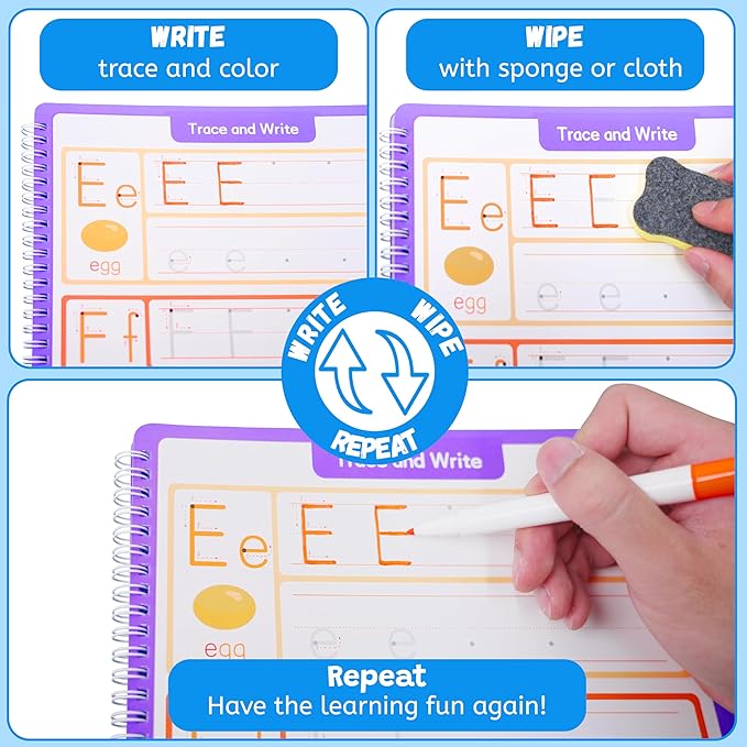 Preschool Learning Activities - Toddler Handwriting Practice and Tracing Books for Kids Ages 3-5, Montessori Busy Book, ABC Letter Number Workbooks, Autism Educational Gift for Boys and Girls