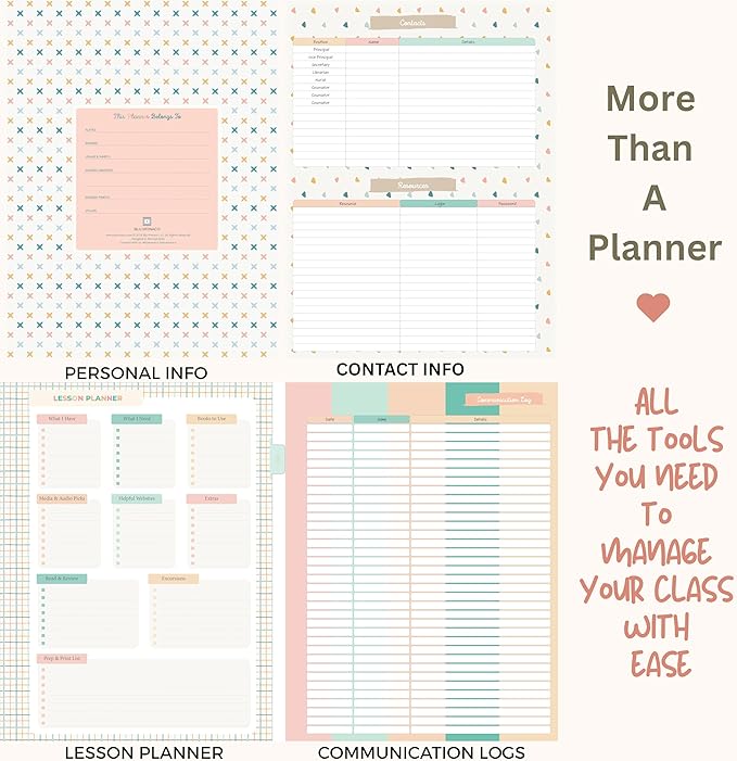 Teacher Planner 2026-2027, Horizontal Lesson Plan Book for Teachers | Colorful Books Cover, 8.5" x 11" | Weekly & Monthly Academic Year Lesson Planner, July 2026-June 2027 | Stickers & Bookmark