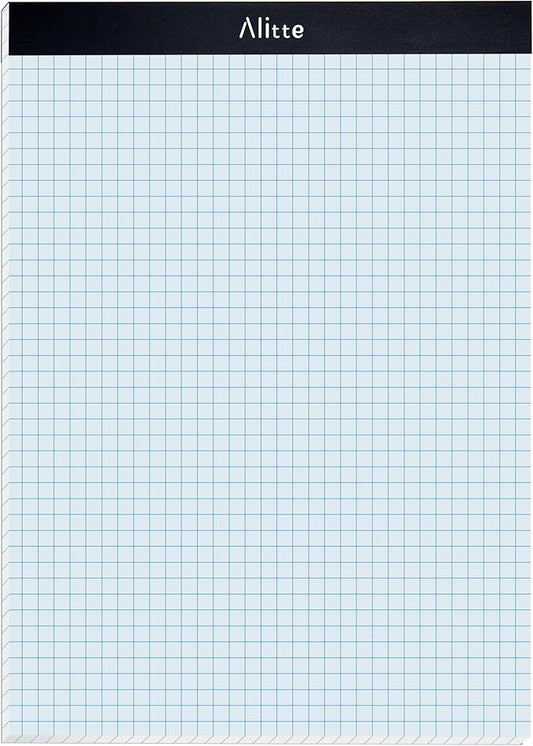 Alitte Graph Paper Pad, Pack of 1, White Letter Size - 4x4 Quad Grid Paper, Easy-Tear Perforations, 8.5 x 11 Cardboard Backing - Graph Notepads for School, Office -50 Sheets per Pad