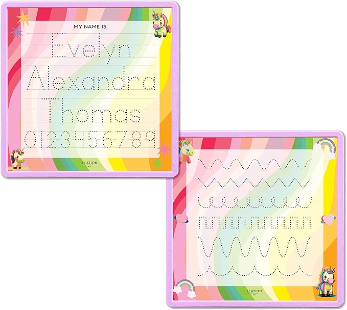 Kid's Name Tracing Board | Dry Erase Letter Tracing | Reusable Writing Practice Board | Personalized | Baby Unicorn Theme