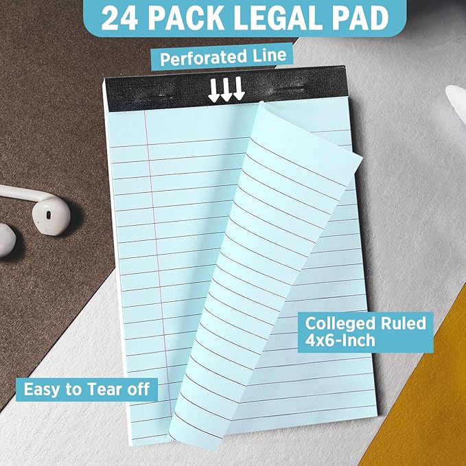 12 PCS 4" x 6" Small Legal Pad College Ruled Lined Mini Legal Pad 80 GSM Pastel Colored Memo Notepad 30 Sheets Memo & Scratch Notepad for Home Office School Work Business To Do List Grocery List