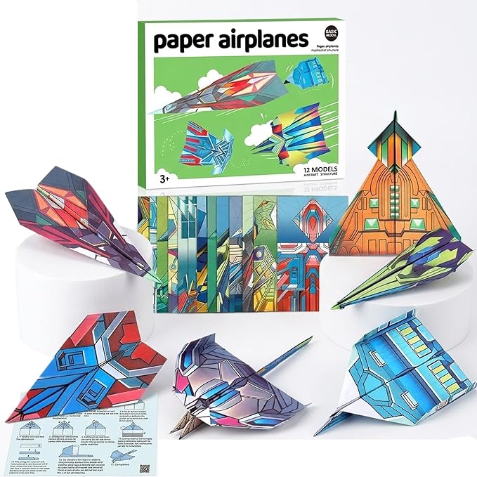 Vexorith Paper Airplane Kit,Origami Kit for Kids Ages 8-12, DIY Origami Plane,with 16 Classic Designs 36 Sheets of Colorful Origami Paper Designs Best Gift for Your Child(Digital Manual Only)