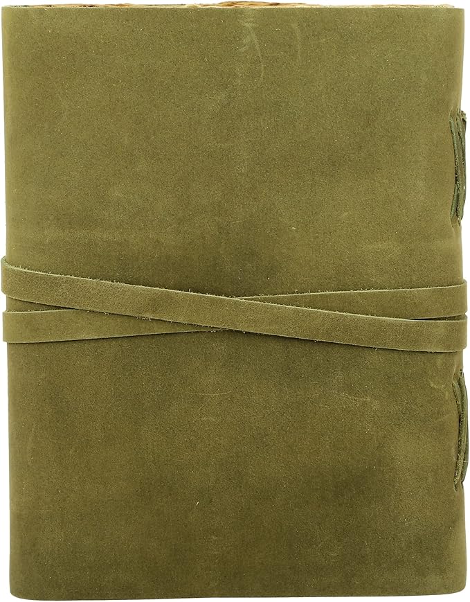 Leather Journal with Deckle Edge Paper 8x6 inch and Vintage Key | Handmade Writing Notebook Diary | Bound Daily Notepad for Men & Women Medium, Sketch/Writing pad for Artists
