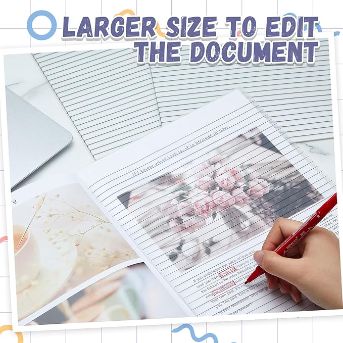 Gueevin 100 Sheets 8.5 x 11 Inch Lined Transparent Sticky Notes, Extra Large Clear Self Sticky Notes with Lines, 2 Pads Waterproof Jumbo Translucent Paper, Office Supply
