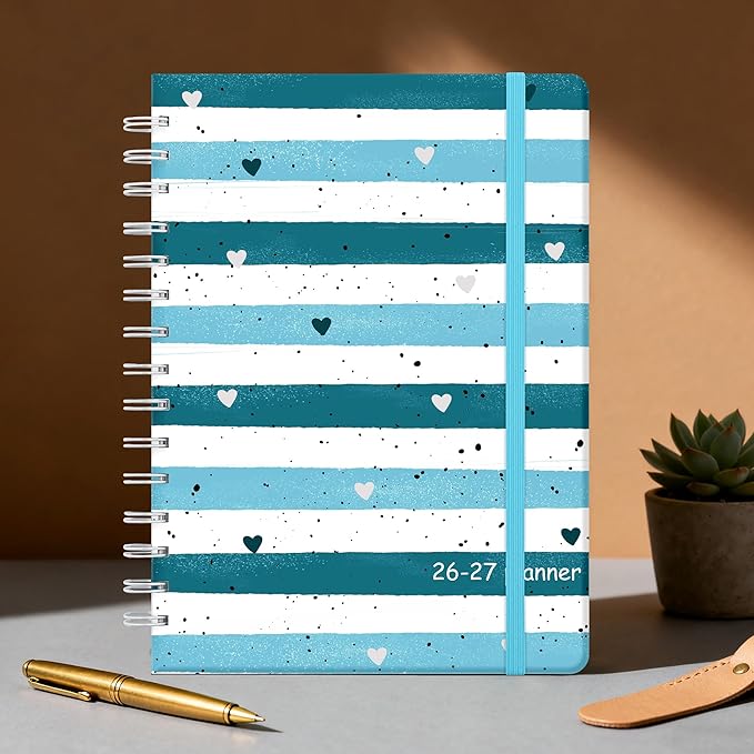 Planner 2026-2027 Monthly and Weekly Academic Planner July 2026 - June 2027, Hardcover Calendar 2026-2027 Agenda Daily Planner for Student Teacher School Office Supplies, 6" x 8.3", Blue Stripe