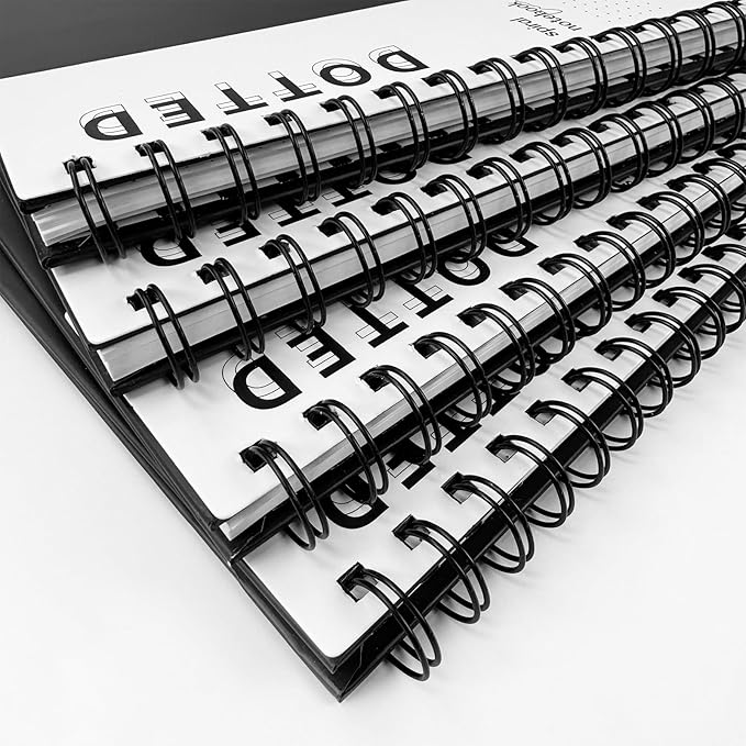 A5 Dotted Journal Spiral Notebook 8.5" x 5.7"-4 Pack Dot Grid Notebook Hardcover Notebook 120 Pages 100 GSM Thick Dotted Paper Notebook Hardcover Journal for School, Office, Artist
