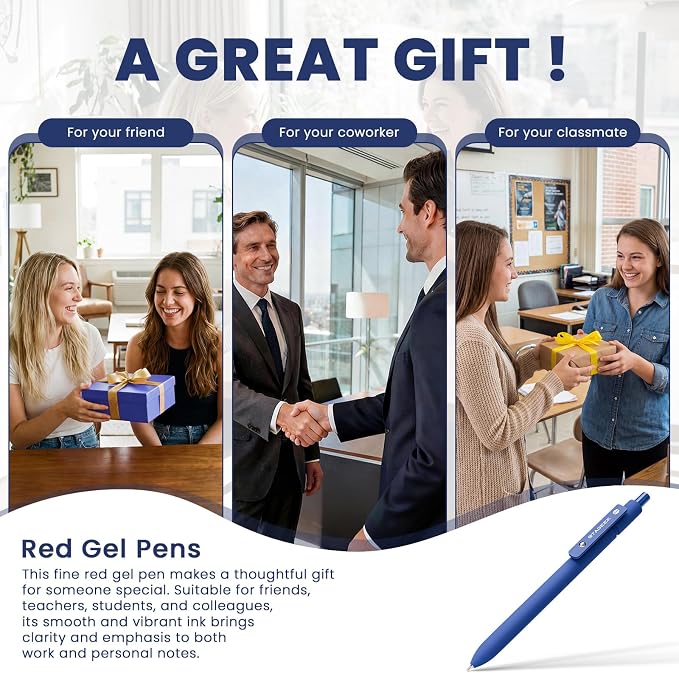 STAGEEK 12 Pcs GX3 Blue Gel Pens, Quick Dry Smooth Writing, with 3 Refills | Blue Ink Pens, 0.7mm Fine Point, Retractable, Office, School Supplies, Journaling & Note Taking, for Nurses, Teachers
