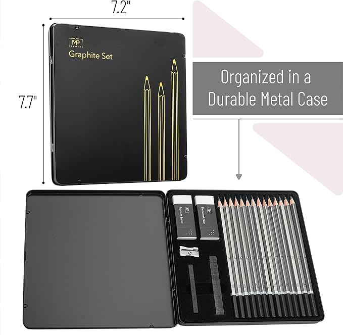 Mr. Pen- Drawing Sketching Pencil Set, 19 pcs, Graphite Pencils (10B-6H), Graphite Sticks, Erasers, Metal Sharpener, for Drawing, Sketching, Shading & Art Projects