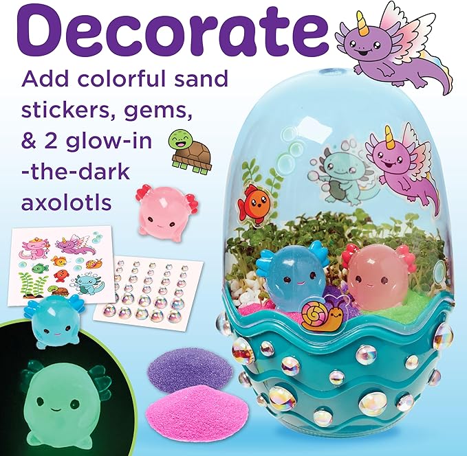 Creativity for Kids Mini Garden: Axolotl Terrarium - STEM Science Kit for Kids, Axolotl Arts and Crafts for Kids, Kids Gifts | Spring Gifts & DIY Girls Toys (Ages 6+)