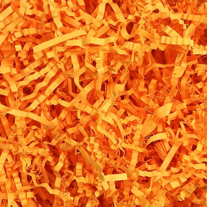 1LB Crinkle Cut Paper Shred Filler, Paper Shreds for Basket Fillers, Birthday, Gift Wrapping, Anniversary, Wedding, Halloween, Thanksgiving, Christmas Gift Decor Party Filler (Fluorescent Orange)