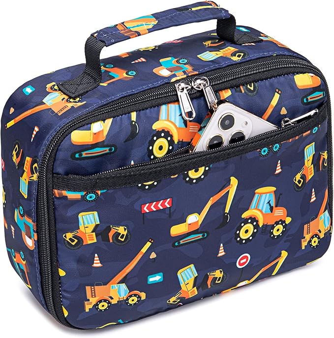 Lunch Bags for Kids Boys Insulated Lunch Boxes Cooler Toddler Lunch Tote Bag Thermo Picnic Bag for School Children(Truck-Navy Blue)