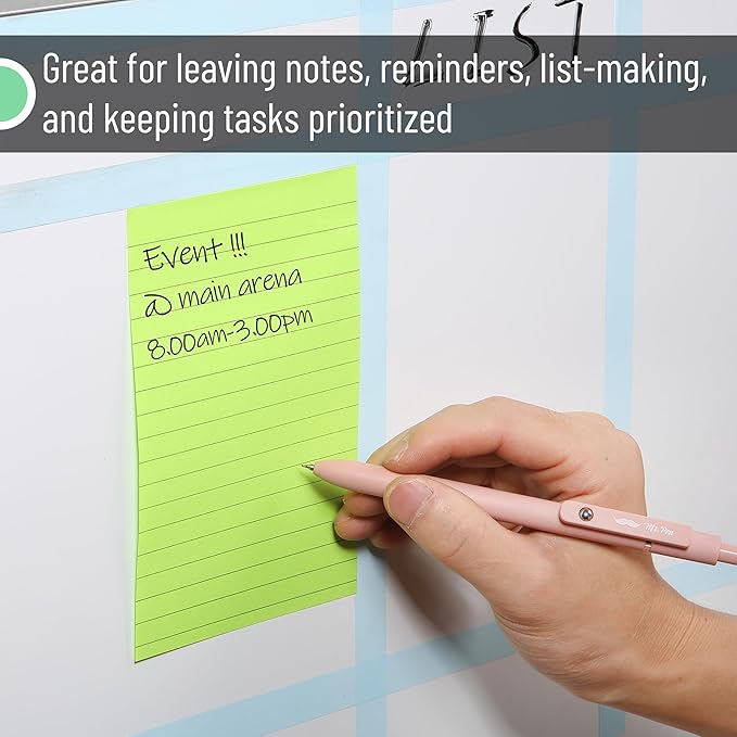 Mr. Pen- Lined Sticky Notes, 4" x 6", 6 Pads, 60 Sheets/Pad, Vibrant Color, Sticky Notes with Lines, Ruled Post Stickies, Memo Pads, Self-Stick Note Pad for Office, School, Home, Study