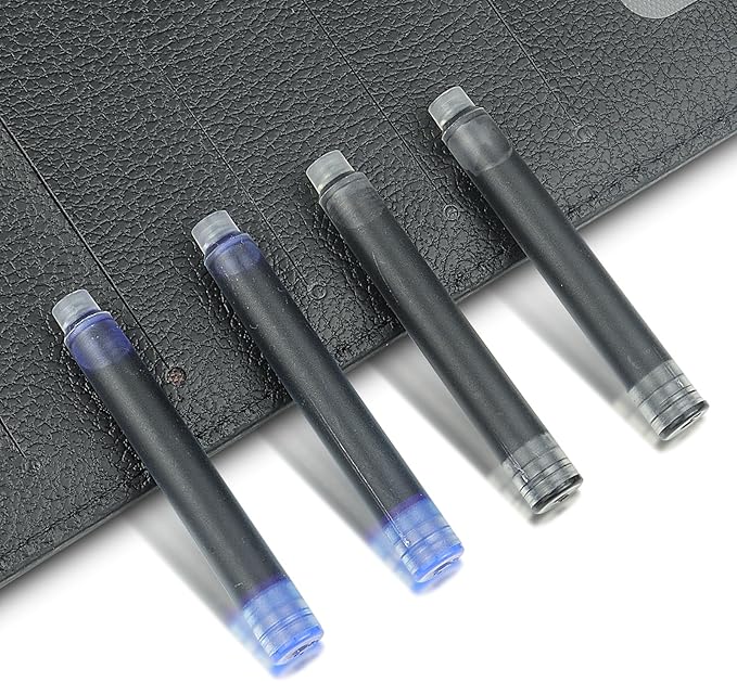 YUNCHUN 20PCS Fountain Pen Ink Refills, 3.4 mm Ink Cartridges Sets for Hongdian, Ink Pen Writing Supplies International Standard Ink Refills, Smooth Writing, Large Capacity and Easy Carry Black + Blue