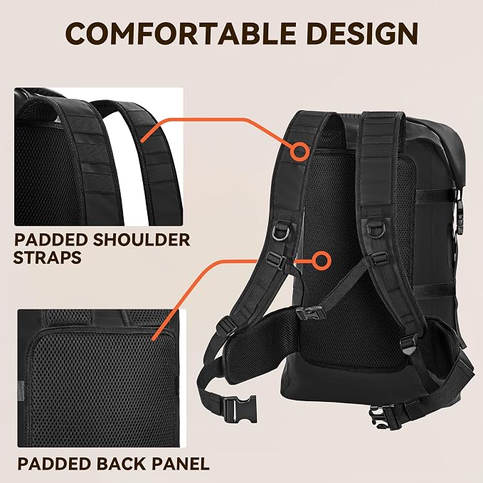HEETA Dry Bags Waterproof Backpack 40L for Men & Women, Roll Top Heavy Duty | Cushioned Hiking Backpack, for Kayaking Boating Paddle Boarding Fishing Travel Camping Beach Vacation Cruise Ship Essentials