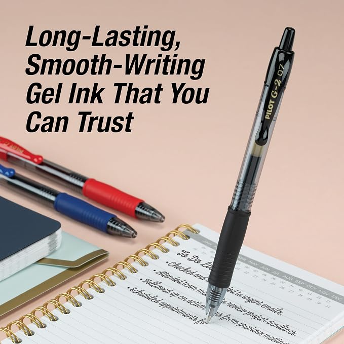 Pilot G2 Premium Gel Roller Pens, Fine Point 0.7 mm, Red Pens, Pack of 12 - Ideal for School, Journaling & Office Writing